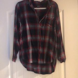 Madewell Black and Red Plaid Flannel Shirt